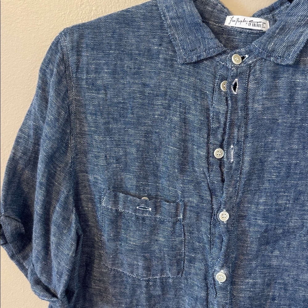 Free People X CP Shades 100% Linen Tunic Chambray Dress - Picture 3 of 5